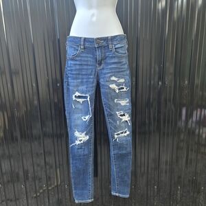 American‎ Eagle Outfitters Ripped Blue Skinny Jeans